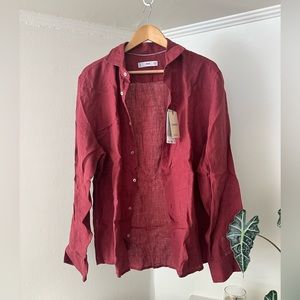 Red linen shirt